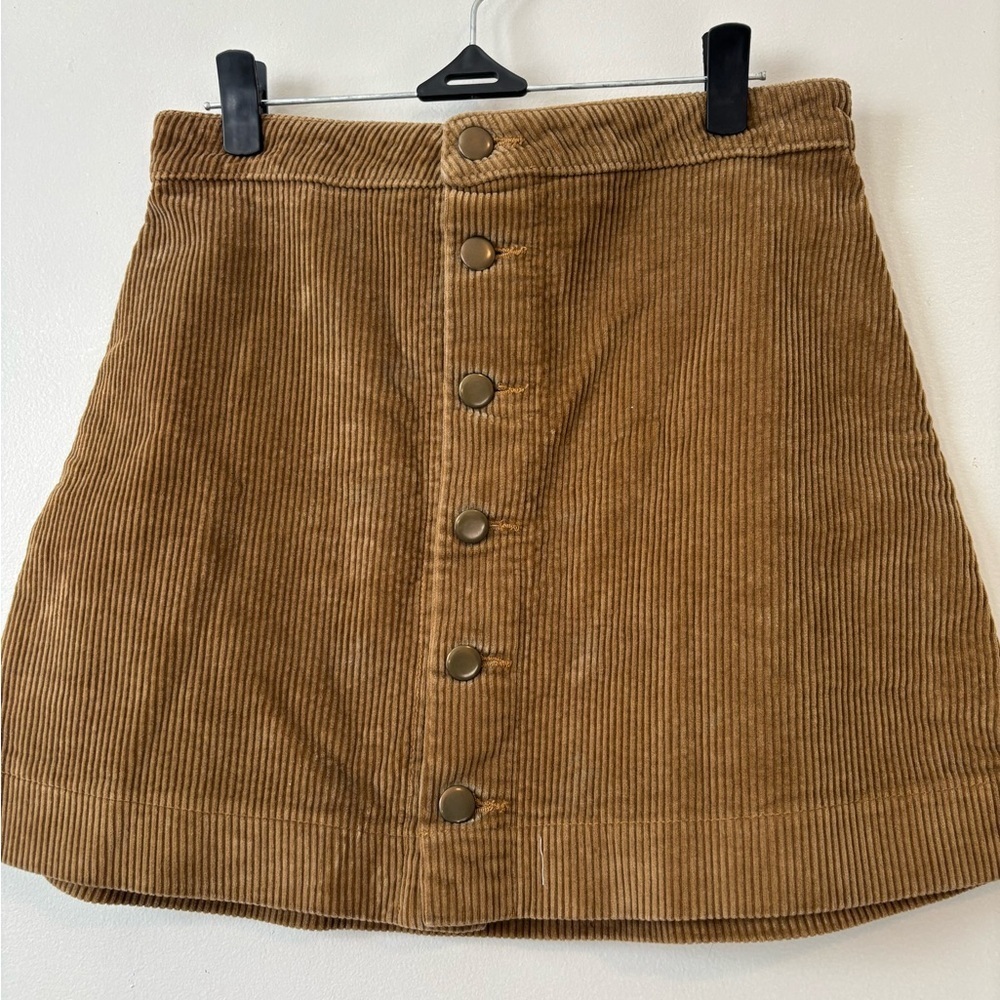 Y2K Preppy Brown Caramel Camel Mini Corduroy Boho Skirt - Size Extra Small